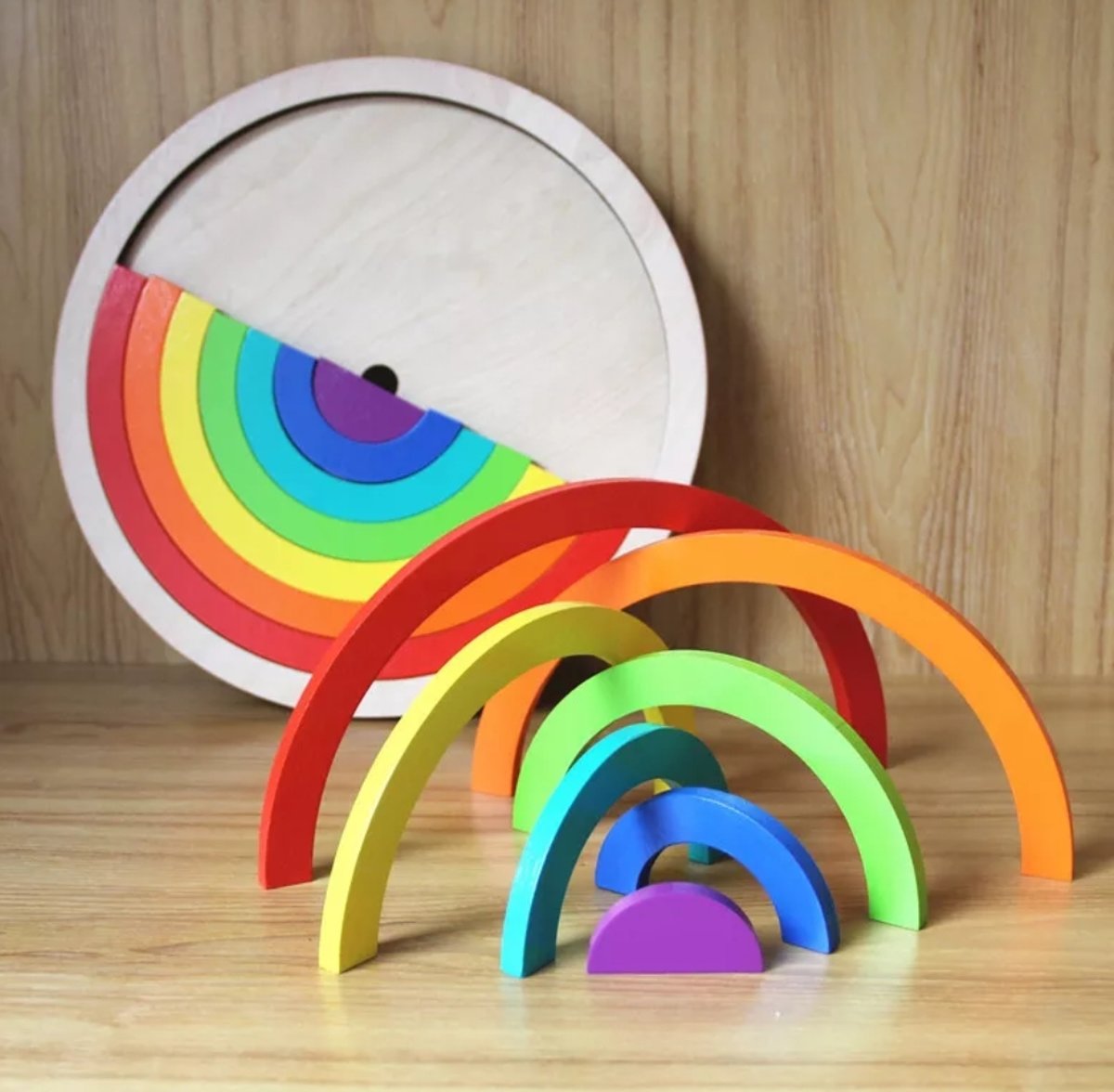 Houten regenboog cirkel